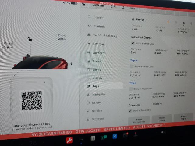 Photo 9 from auction – 2022 TESLA MODEL 3 with VIN 5YJ3E1EA9NF145150