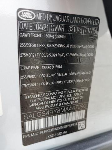 Photo 14 from auction – 2021 LAND ROVER RANGE ROVE with VIN SALGS4RY8MA447290