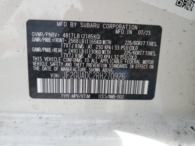 Photo 14 from auction – 2024 SUBARU CROSSTREK with VIN JF2GUADC2RH270926