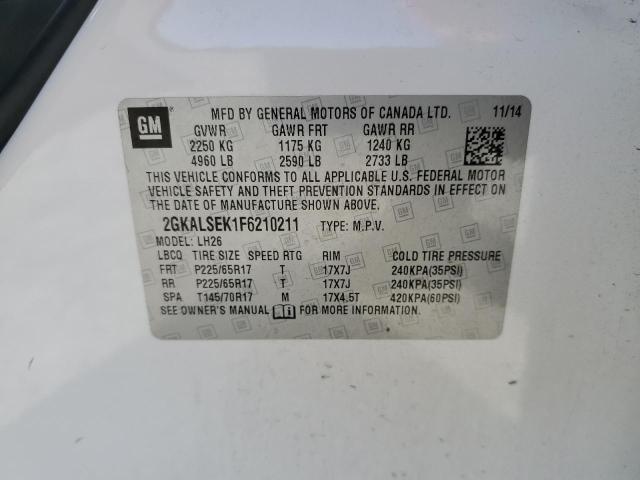 Photo 14 from auction – 2015 GMC TERRAIN SL with VIN 2GKALSEK1F6210211
