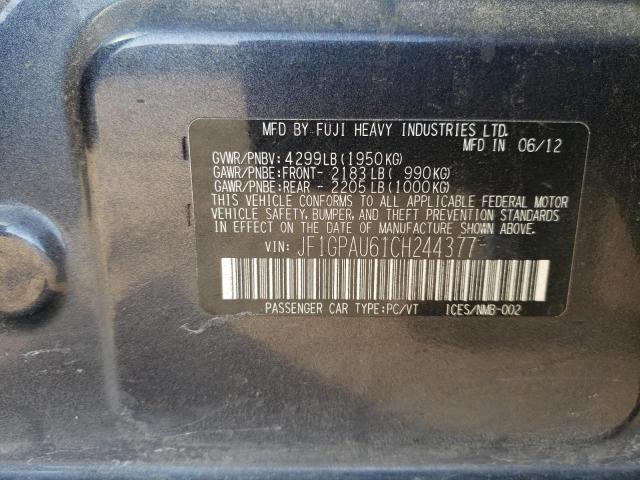 Photo 12 from auction – 2012 SUBARU IMPREZA SP with VIN JF1GPAU61CH244377