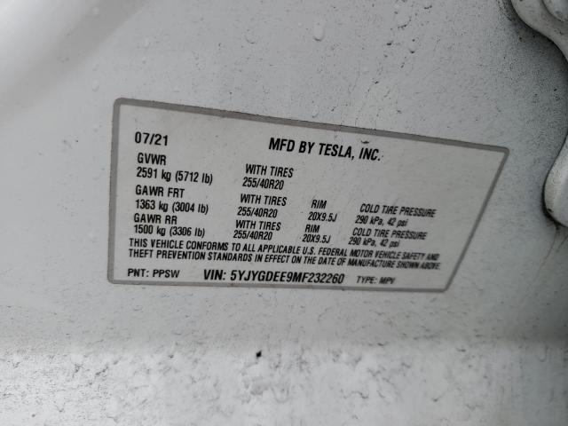 Photo 14 from auction – 2021 TESLA MODEL Y with VIN 5YJYGDEE9MF232260