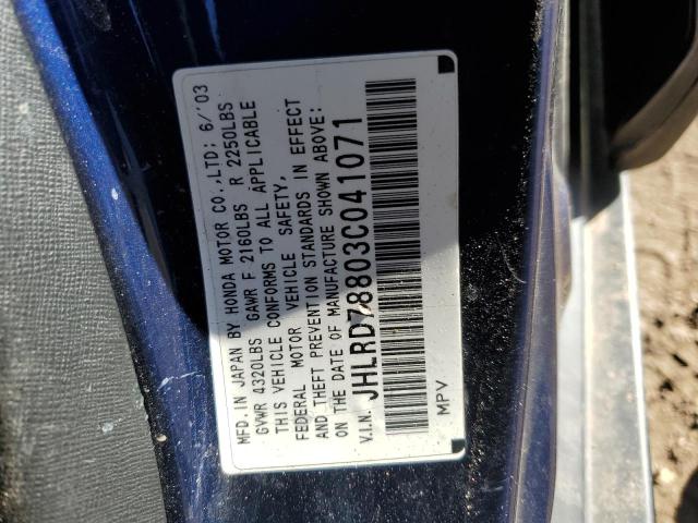 Photo 12 from auction – 2003 HONDA CR-V EX with VIN JHLRD78803C041071