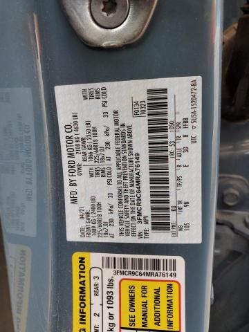 Photo 12 from auction – 2021 FORD BRONCO SPO with VIN 3FMCR9C64MRA76149