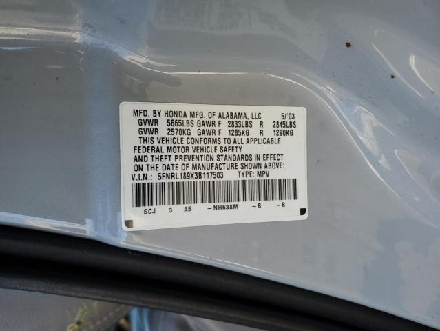 Photo 14 from auction – 2003 HONDA ODYSSEY EX with VIN 5FNRL189X3B117503