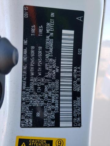 Photo 14 from auction – 2015 TOYOTA HIGHLANDER with VIN 5TDKKRFH3FS108980