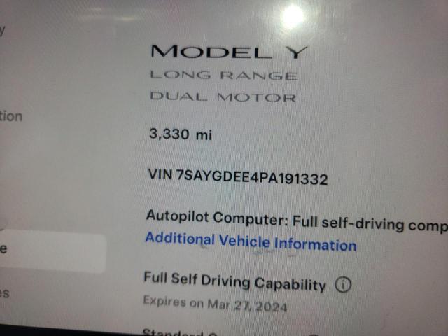 Photo 9 from auction – 2023 TESLA MODEL Y with VIN 7SAYGDEE4PA191332