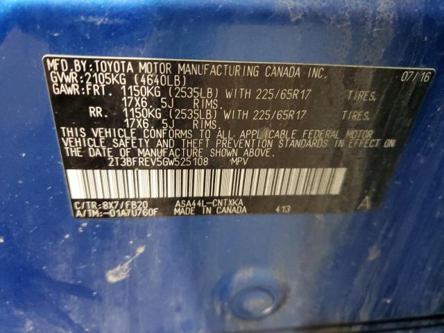 Photo 14 from auction – 2016 TOYOTA RAV4 LE with VIN 2T3BFREV5GW525108