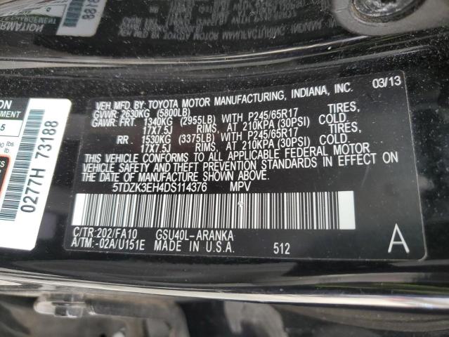 Photo 14 from auction – 2013 TOYOTA HIGHLANDER with VIN 5TDZK3EH4DS114376