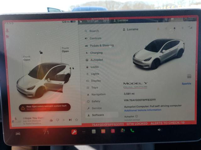 Photo 9 from auction – 2023 TESLA MODEL Y with VIN 7SAYGDEF6PF833111
