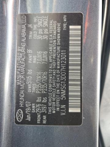 Photo 14 from auction – 2007 HYUNDAI SANTAFE with VIN 5NMSG13D07H123011