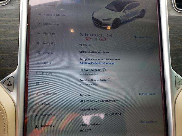 Photo 9 from auction – 2015 TESLA MODEL S with VIN 5YJSA1E4XFF116680