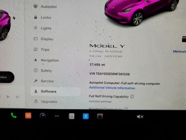 Photo 9 from auction – 2022 TESLA MODEL Y with VIN 7SAYGDEE8NF391338