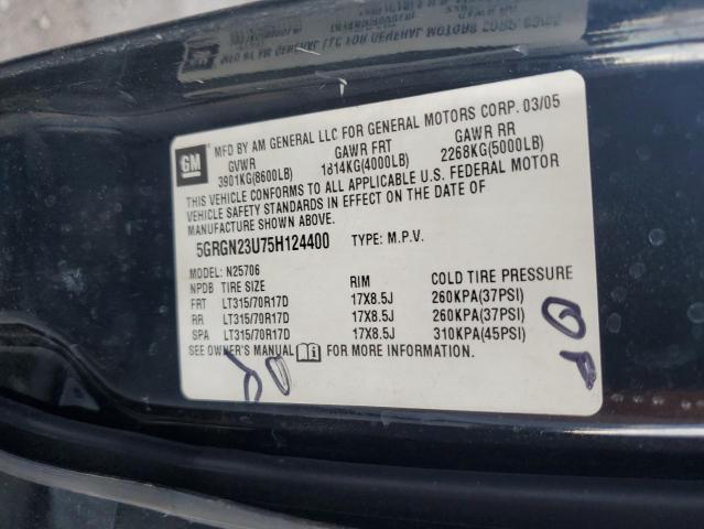 Photo 14 from auction – 2005 HUMMER H2 with VIN 5GRGN23U75H124400