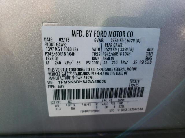 Photo 14 from auction – 2018 FORD EXPLORER X with VIN 1FM5K8DH8JGA88038