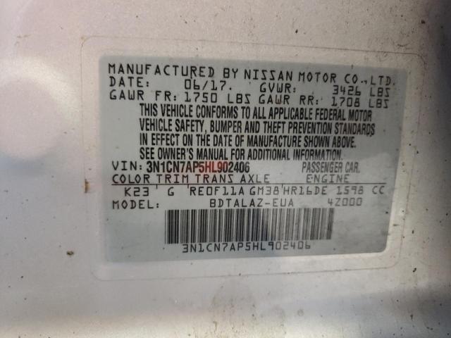 Photo 12 from auction – 2017 NISSAN VERSA S with VIN 3N1CN7AP5HL902406