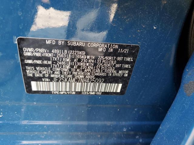 Photo 14 from auction – 2022 SUBARU FORESTER W with VIN JF2SKAMC7NH425092