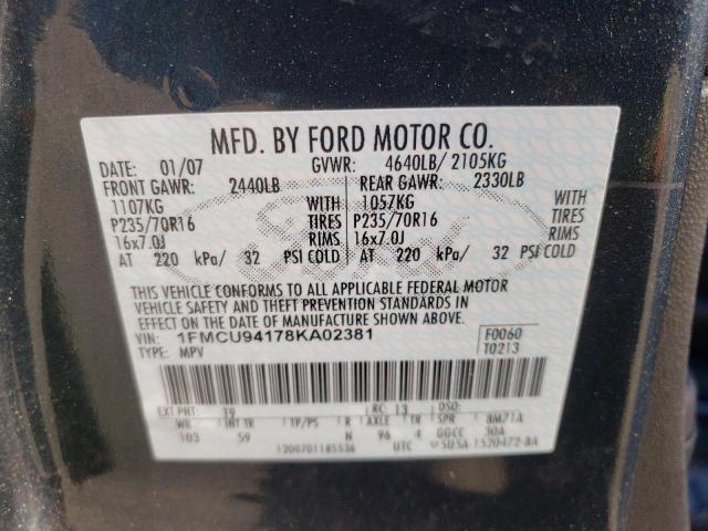 Photo 14 from auction – 2008 FORD ESCAPE LIM with VIN 1FMCU94178KA02381