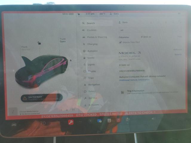 Photo 9 from auction – 2020 TESLA MODEL 3 with VIN 5YJ3E1EB5LF668459