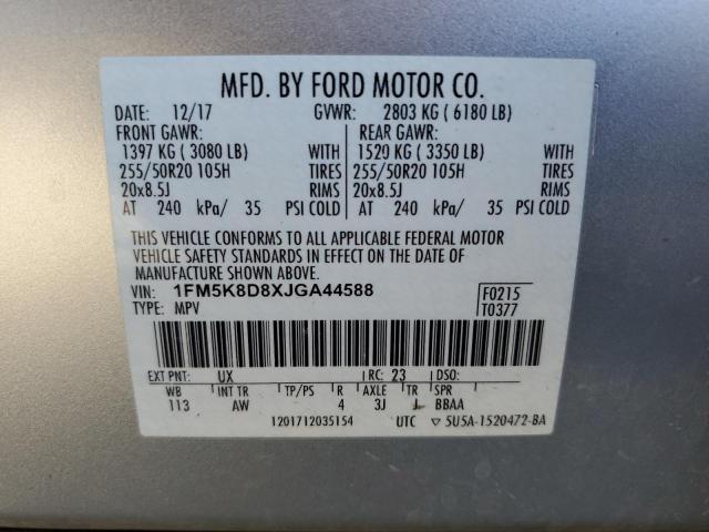 Photo 14 from auction – 2018 FORD EXPLORER X with VIN 1FM5K8D8XJGA44588