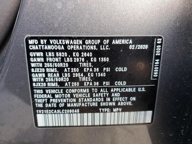 Photo 14 from auction – 2020 VOLKSWAGEN ATLAS CROS with VIN 1V21E2CA3LC209045