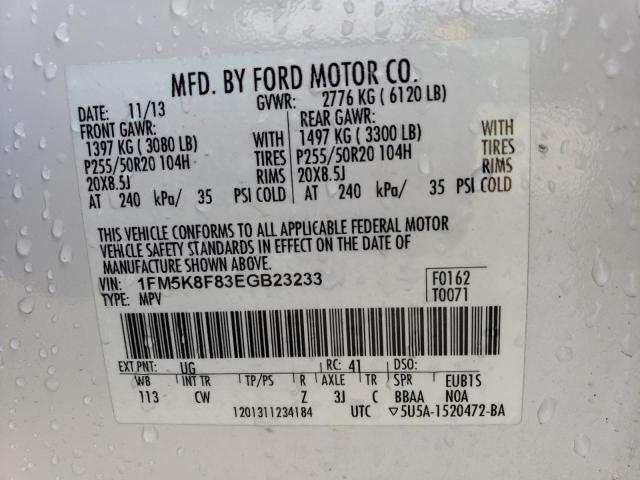 Photo 14 from auction – 2014 FORD EXPLORER L with VIN 1FM5K8F83EGB23233