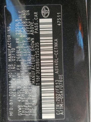 Photo 12 from auction – 2011 TOYOTA CAMRY BASE with VIN 4T1BF3EK0BU125235