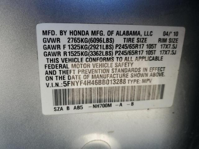 Photo 14 from auction – 2011 HONDA PILOT EX with VIN 5FNYF4H46BB013288
