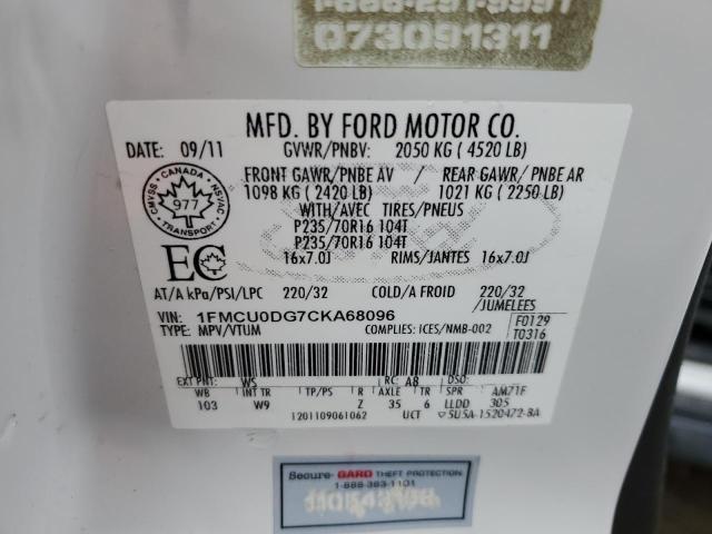 Фото 14 с аукциона – 2012 FORD ESCAPE XLT с VIN 1FMCU0DG7CKA68096