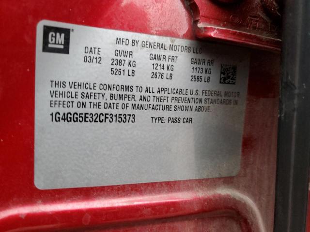 Photo 12 from auction – 2012 BUICK LACROSSE P with VIN 1G4GG5E32CF315373