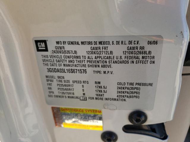 Photo 14 from auction – 2006 BUICK RENDEZVOUS with VIN 3G5DA03L16S671576