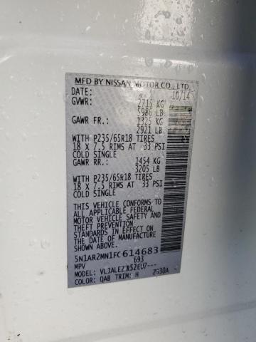Photo 14 from auction – 2015 NISSAN PATHFINDER with VIN 5N1AR2MN1FC614683