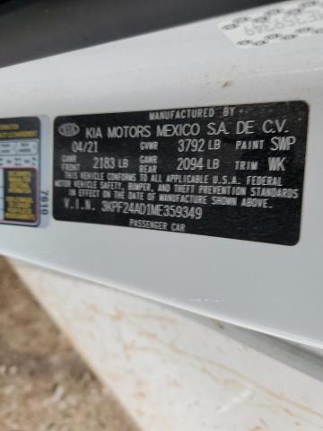 Photo 12 from auction – 2021 KIA FORTE FE with VIN 3KPF24AD1ME359349