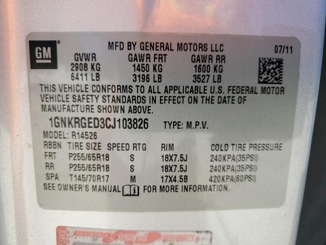 Photo 14 from auction – 2012 CHEVROLET TRAVERSE L with VIN 1GNKRGED3CJ103826