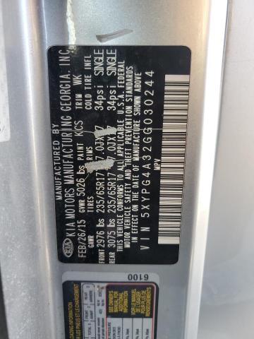 Photo 14 from auction – 2016 KIA SORENTO LX with VIN 5XYPG4A32GG030244