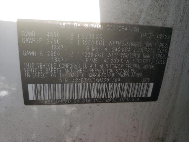 Photo 14 from auction – 2022 SUBARU OUTBACK LI with VIN 4S4BTANCXN3201589