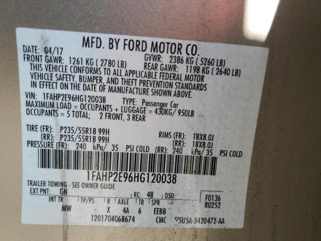 Zdjęcie 12 z aukcji – 2017 FORD TAURUS SEL z VIN 1FAHP2E96HG120038