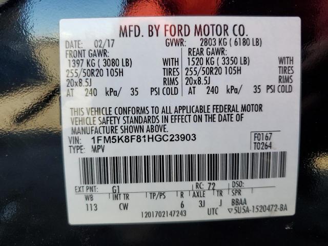 Photo 14 from auction – 2017 FORD EXPLORER L with VIN 1FM5K8F81HGC23903
