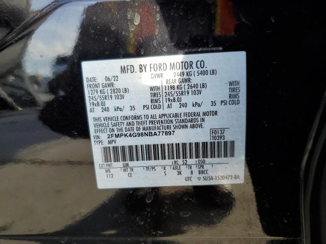 Photo 12 from auction – 2022 FORD EDGE SE with VIN 2FMPK4G98NBA77897
