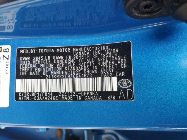 Photo 14 from auction – 2007 TOYOTA COROLLA MA with VIN 2T1KR32E97C641673