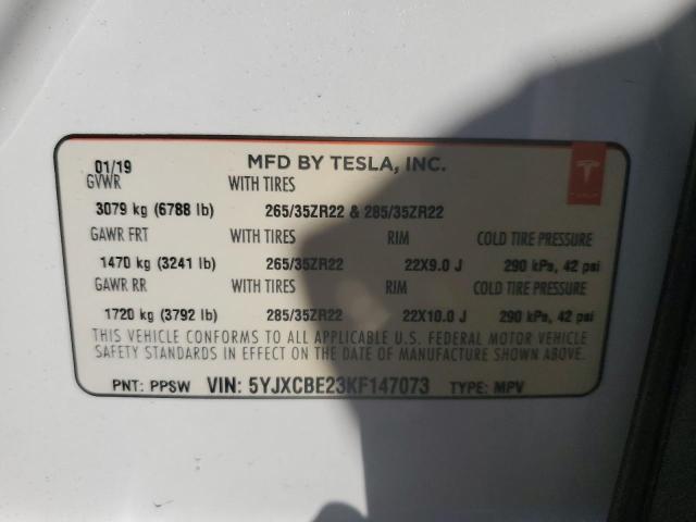 Photo 14 from auction – 2019 TESLA MODEL X with VIN 5YJXCBE23KF147073