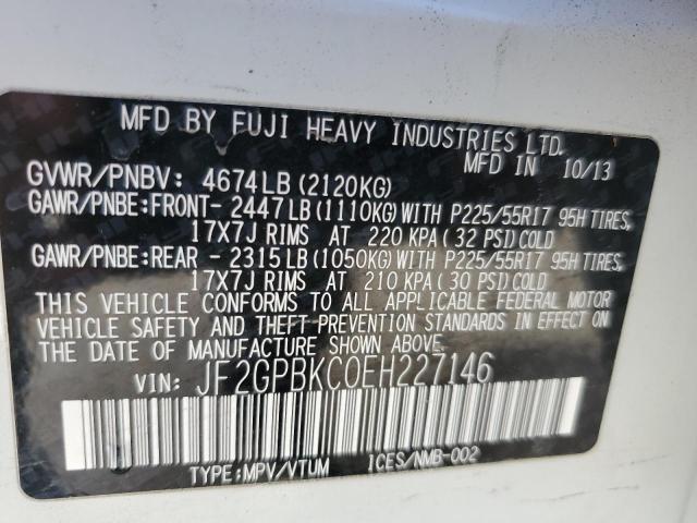 Photo 14 from auction – 2014 SUBARU XV CROSSTR with VIN JF2GPBKC0EH227146