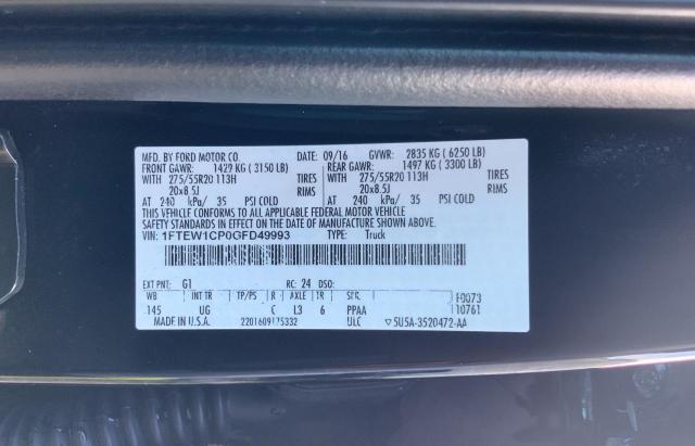 Photo 10 from auction – 2016 FORD F150 SUPER with VIN 1FTEW1CP0GFD49993