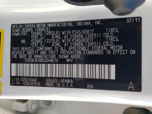 Photo 14 from auction – 2011 TOYOTA HIGHLANDER with VIN 5TDZK3EH6BS048619