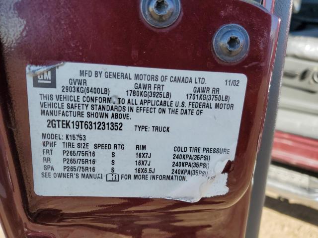 Photo 12 from auction – 2003 GMC NEW SIERRA with VIN 2GTEK19T631231352