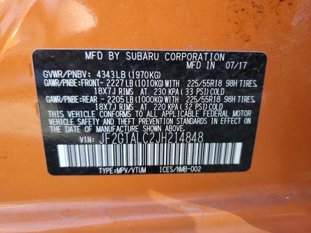 Photo 14 from auction – 2018 SUBARU CROSSTREK with VIN JF2GTALC2JH214848