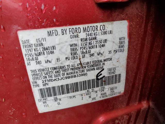 Photo 14 from auction – 2011 FORD EDGE SEL with VIN 2FMDK3JC9BBB33990