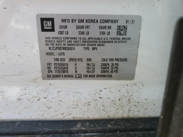 Photo 14 from auction – 2021 CHEVROLET TRAX 1LT with VIN KL7CJPSB7MB355014