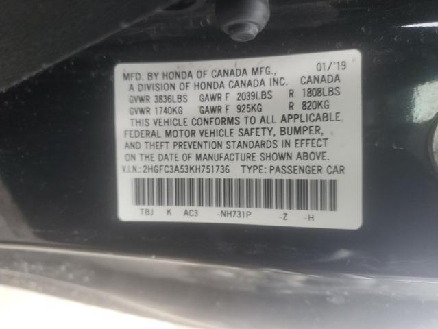 Photo 13 from auction – 2019 HONDA CIVIC SI with VIN 2HGFC3A53KH751736