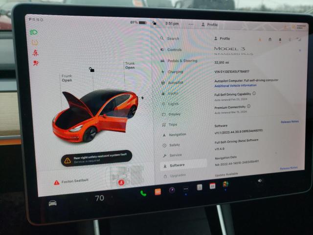 Photo 9 from auction – 2020 TESLA MODEL 3 with VIN 5YJ3E1EA5LF784817